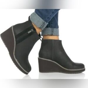 Toms Black Wedge Ankle Boots